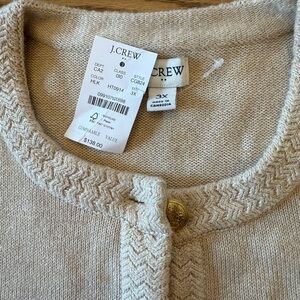 J. Crew Light Tan Cardigan Sweater gold buttons